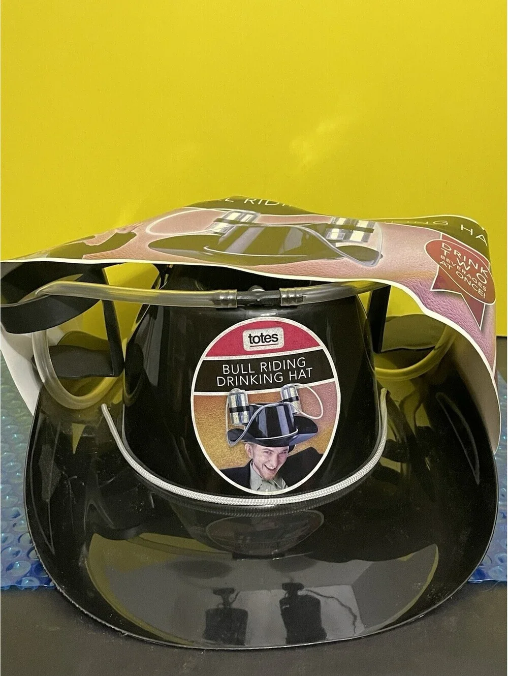 Drinking Hat Bull Riding Hat Holds 2 Cans Brand New